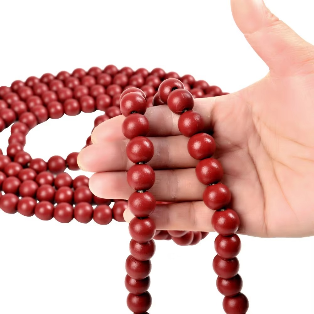 Red Wooden Bead for Christmas Tree Ornaments Wood Bead Garland Wall Hanging Home Decor Christmas Pendant Drop Ornaments