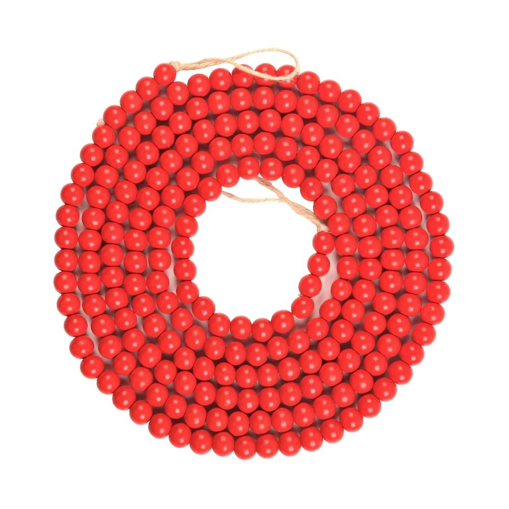 Red Wooden Bead for Christmas Tree Ornaments Wood Bead Garland Wall Hanging Home Decor Christmas Pendant Drop Ornaments