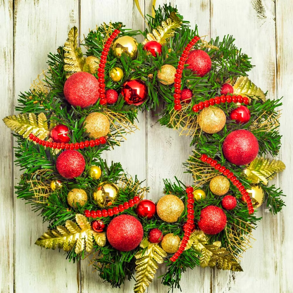 Red Wooden Bead for Christmas Tree Ornaments Wood Bead Garland Wall Hanging Home Decor Christmas Pendant Drop Ornaments