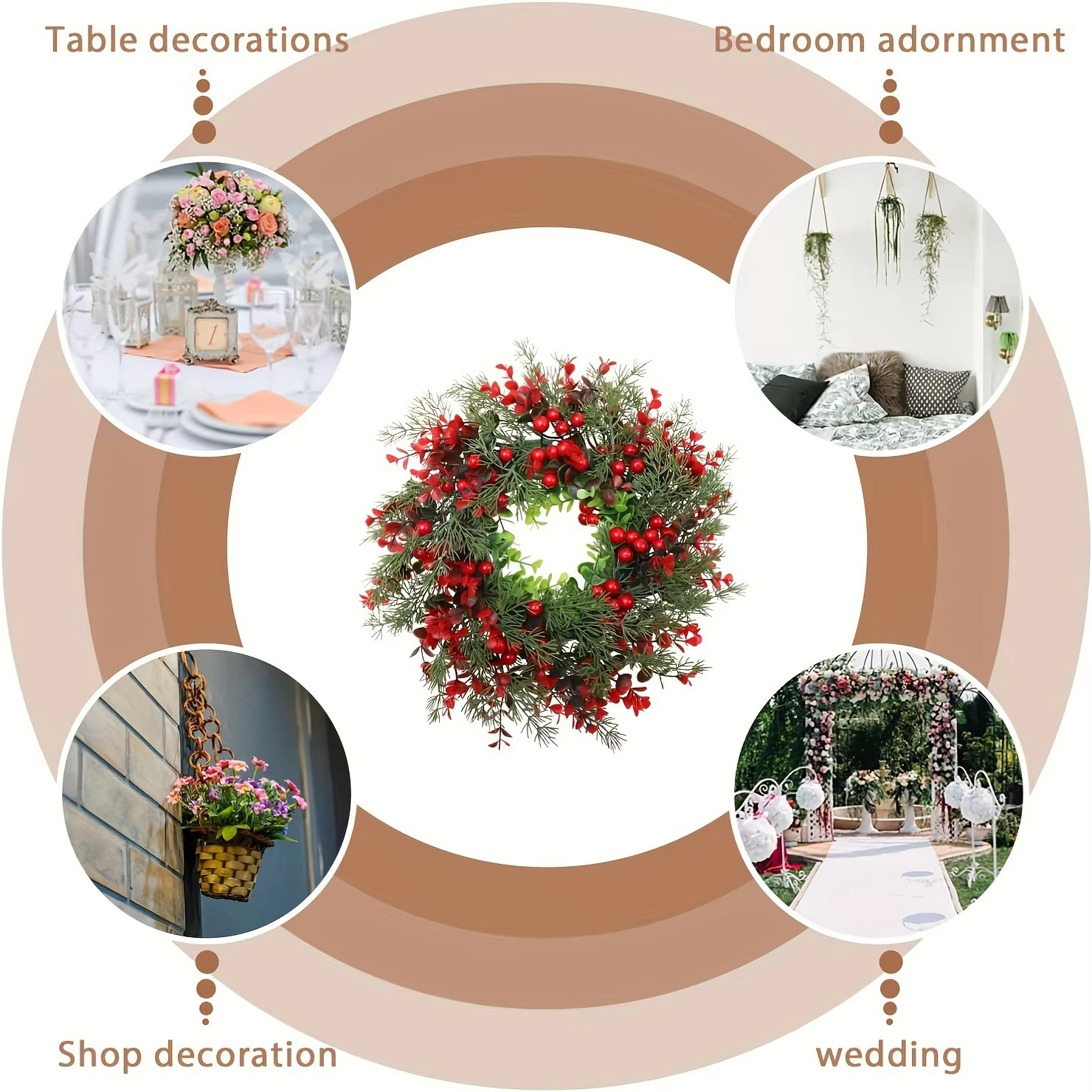 18 Inch Artificial Christmas Wreath Green Pine Leaf Wreath With Big Red Berries For Christmas Front Door Hanging Pendant Decor