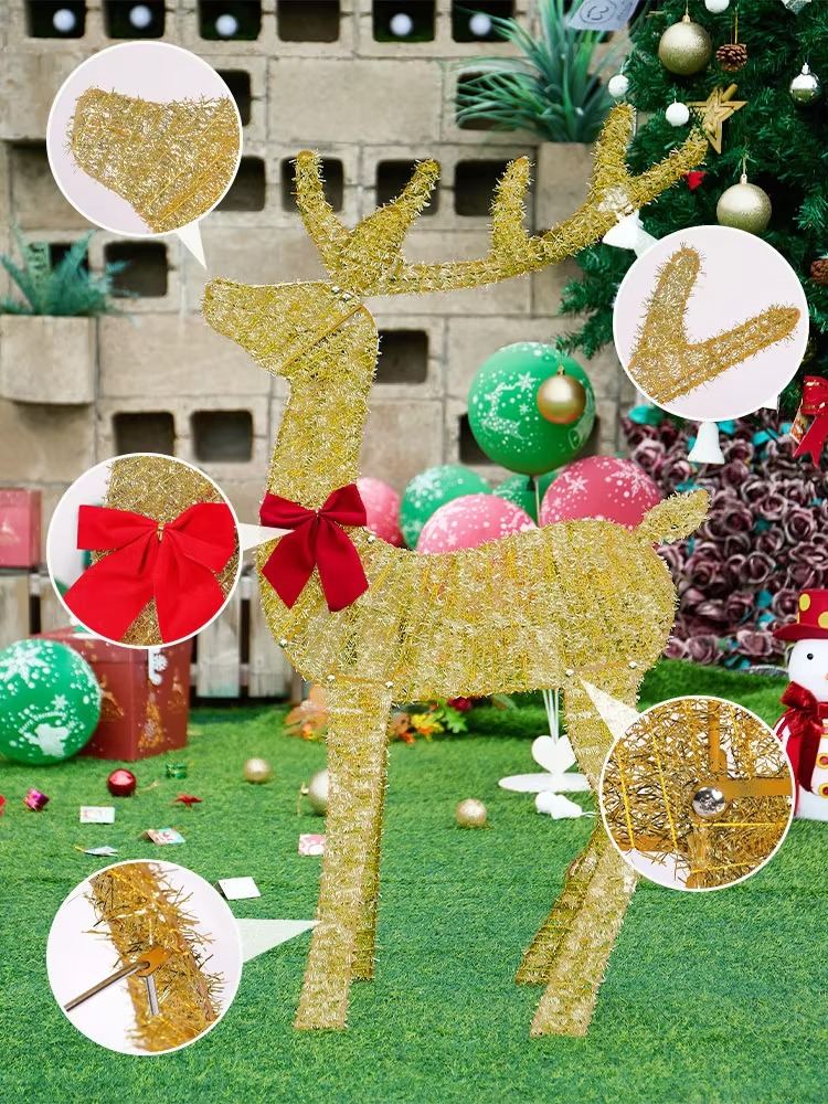 3pc/set Handmake Iron Art Elk Deer Christmas Deer Lighting Garden Decor LED Light Xmas Ornament Outdoor Yard Home Decor New Year