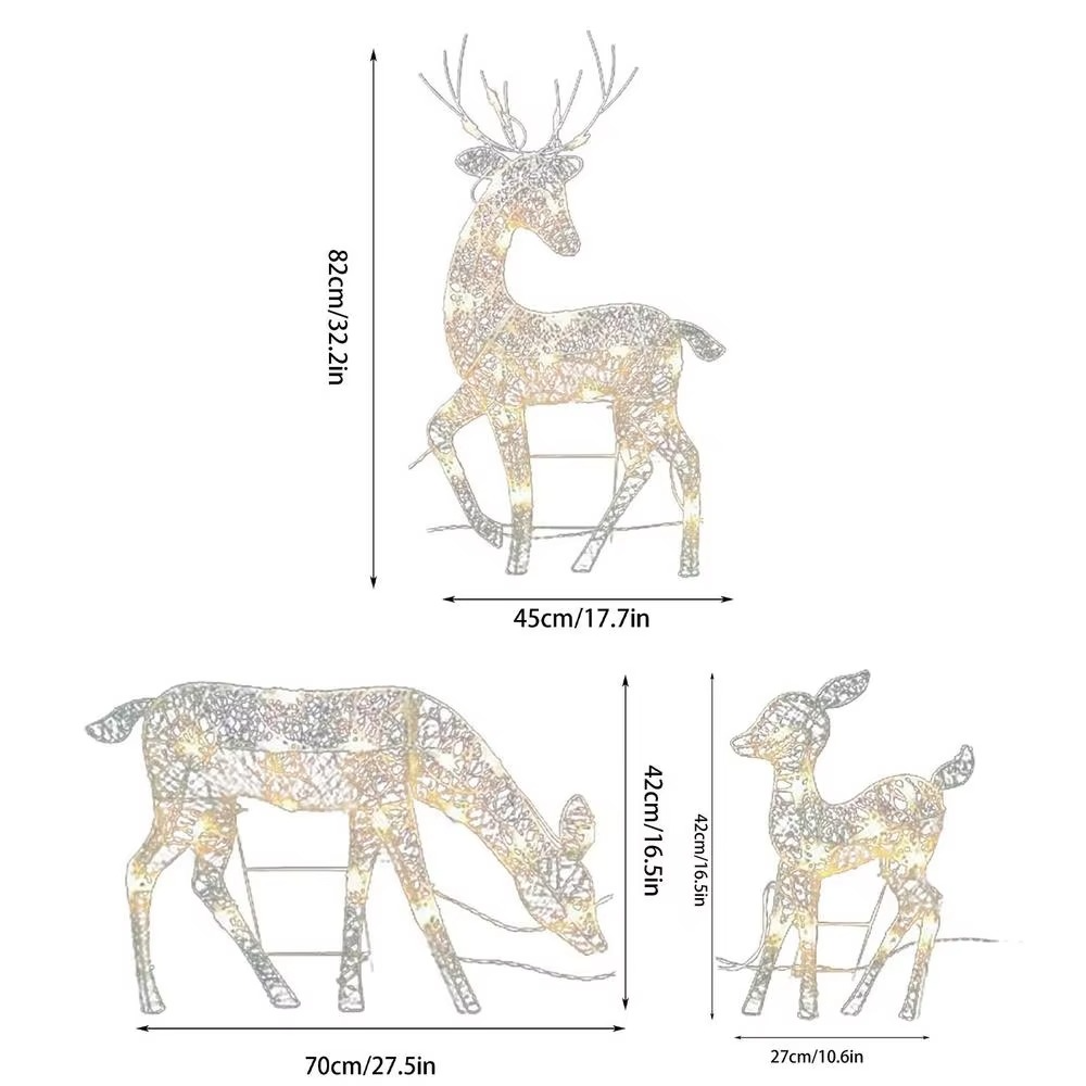 new Lighted Christmas Reindeer Water Resistant Light Up Decoration for Garden Outdoor Standing Elk Ornament Glowing Party Favors