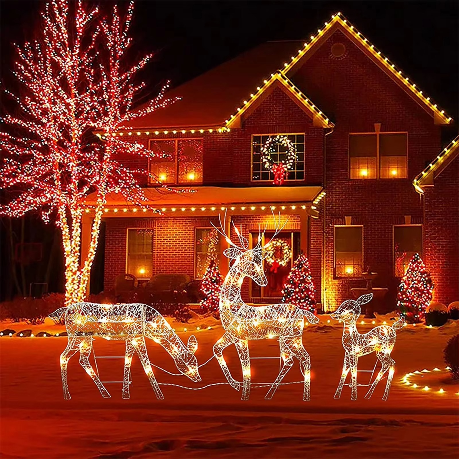 new Lighted Christmas Reindeer Water Resistant Light Up Decoration for Garden Outdoor Standing Elk Ornament Glowing Party Favors