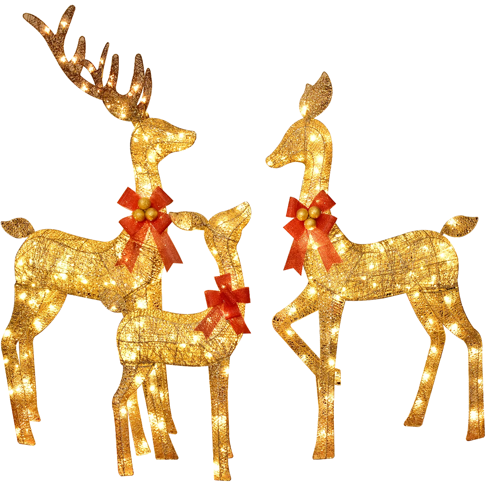 3D 3-Piece Outdoor atmosphere lighting fixtures Yard Holiday Lighted Reindeer Outside Indoor Home Lawn Garden 365 Led Lights