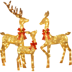 3D 3-Piece Outdoor atmosphere lighting fixtures Yard Holiday Lighted Reindeer Outside Indoor Home Lawn Garden 365 Led Lights