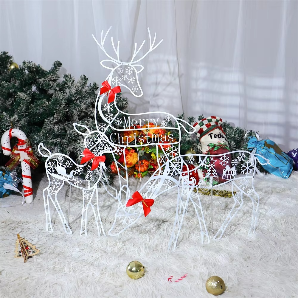 3pcs riginali Lighted Deer Reindeer Family Lighted Deer Christmas Decor With Led Lights Light Up Bucks Indoor Or Outdoor Yard