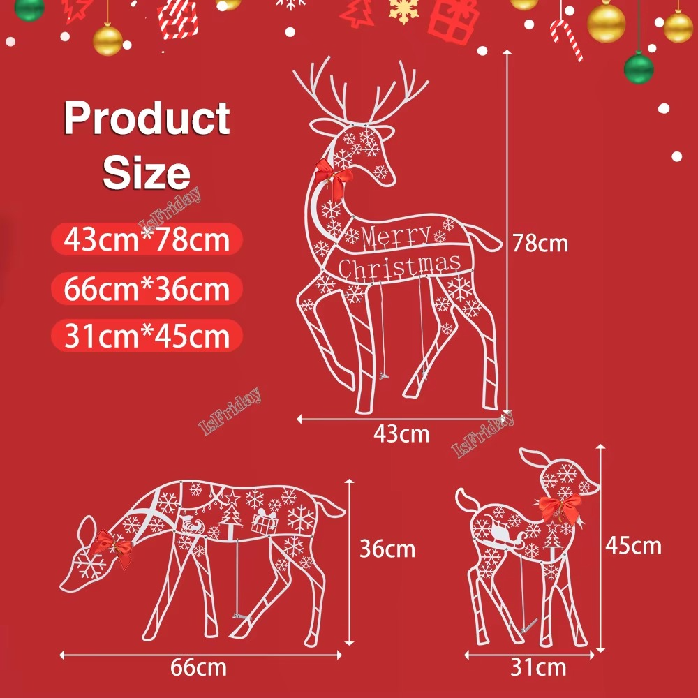 3pcs riginali Lighted Deer Reindeer Family Lighted Deer Christmas Decor With Led Lights Light Up Bucks Indoor Or Outdoor Yard