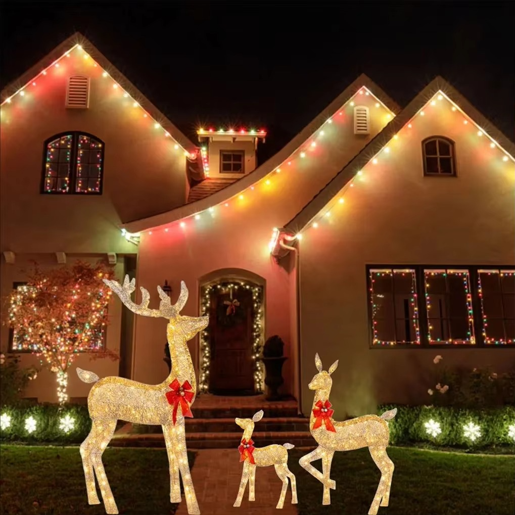 Christmas Garden Decor LED Light Up Reindeer Statues Acrylic Christmas Reindeer Light For Outdoor