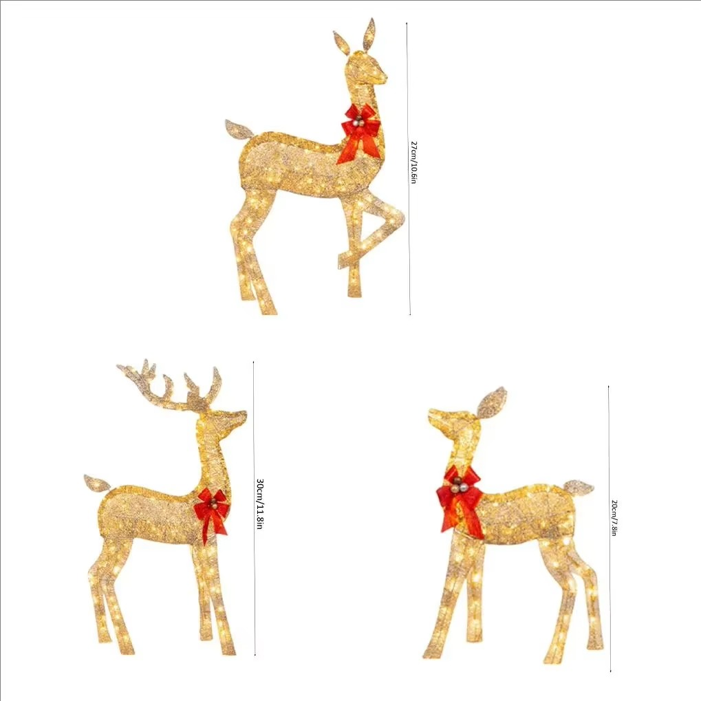 Christmas Garden Decor LED Light Up Reindeer Statues Acrylic Christmas Reindeer Light For Outdoor