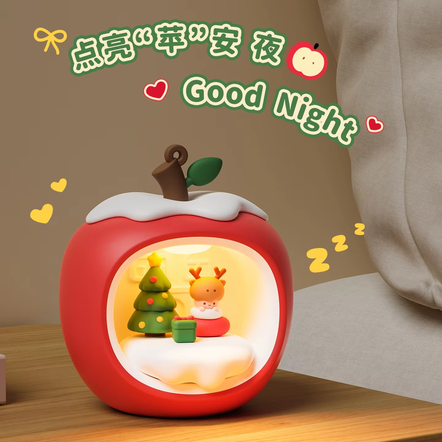 2025 New Christmas LED Night Lamp Apple House Light Candle Table Night Lamp for Desktop Decor Xmas Party Gifts