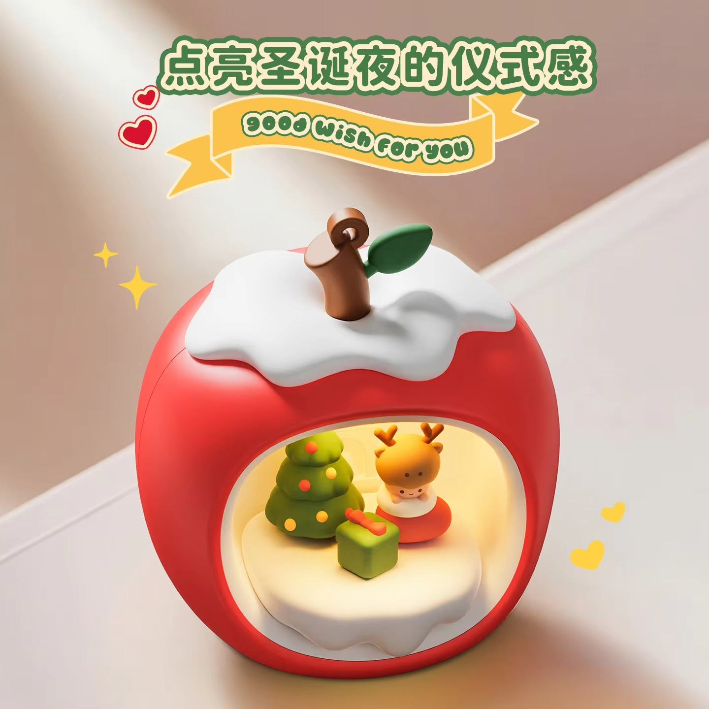 2025 New Christmas LED Night Lamp Apple House Light Candle Table Night Lamp for Desktop Decor Xmas Party Gifts