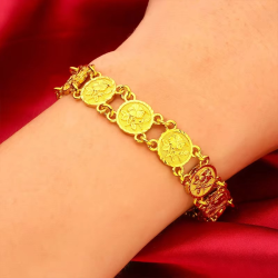 24K Gold Rose Bracelet AU999 Pure Gold 3D blooming rose design, delicate see-through petals, elegant and romantic for daily wear