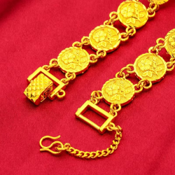 24K Gold Rose Bracelet AU999 Pure Gold 3D blooming rose design, delicate see-through petals, elegant and romantic for daily wear