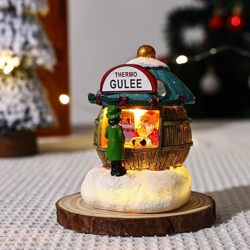 Christmas Resin Ornament Small House Santa Claus Store Micro Landscape New Decorations Gift