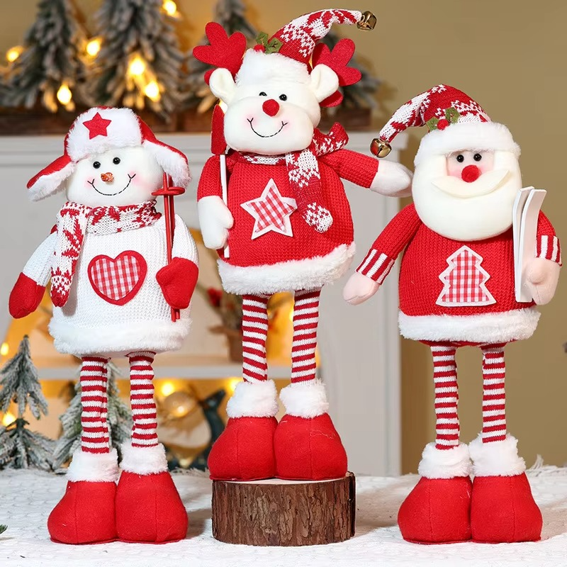 Telescopic Christmas Doll Knitted Elderly Man Snowman Elk Ornament Cartoon Telescopic Christmas Decoration