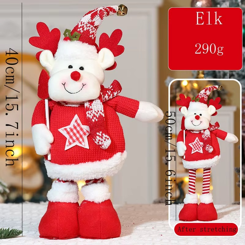 Telescopic Christmas Doll Knitted Elderly Man Snowman Elk Ornament Cartoon Telescopic Christmas Decoration