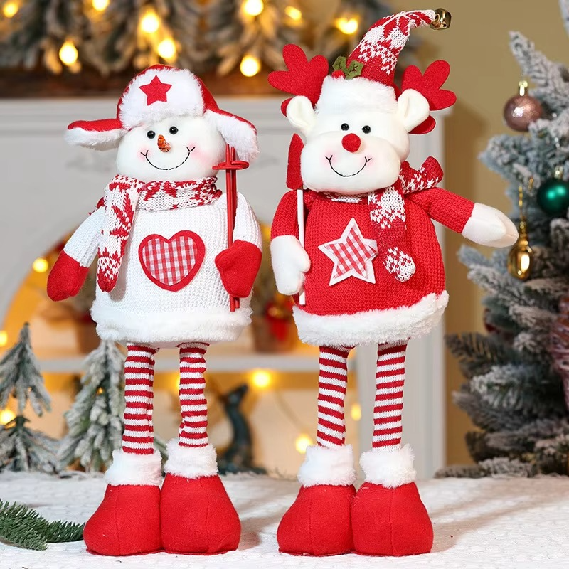 Telescopic Christmas Doll Knitted Elderly Man Snowman Elk Ornament Cartoon Telescopic Christmas Decoration