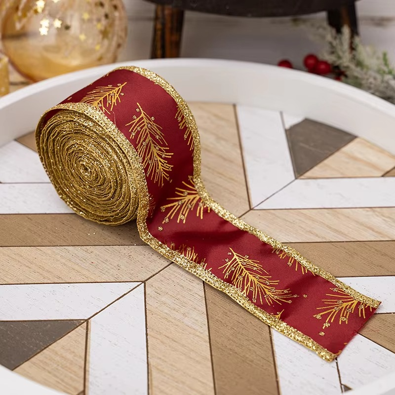 3 Rolls Christmas Wired Ribbon Winter Snowflake Ribbon Xmas Decor Wrapping Ribbon for Gift Wrapping Bow Wreath Crafts Home Decor