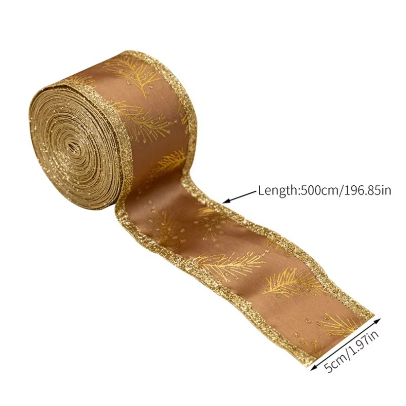 3 Rolls Christmas Wired Ribbon Winter Snowflake Ribbon Xmas Decor Wrapping Ribbon for Gift Wrapping Bow Wreath Crafts Home Decor