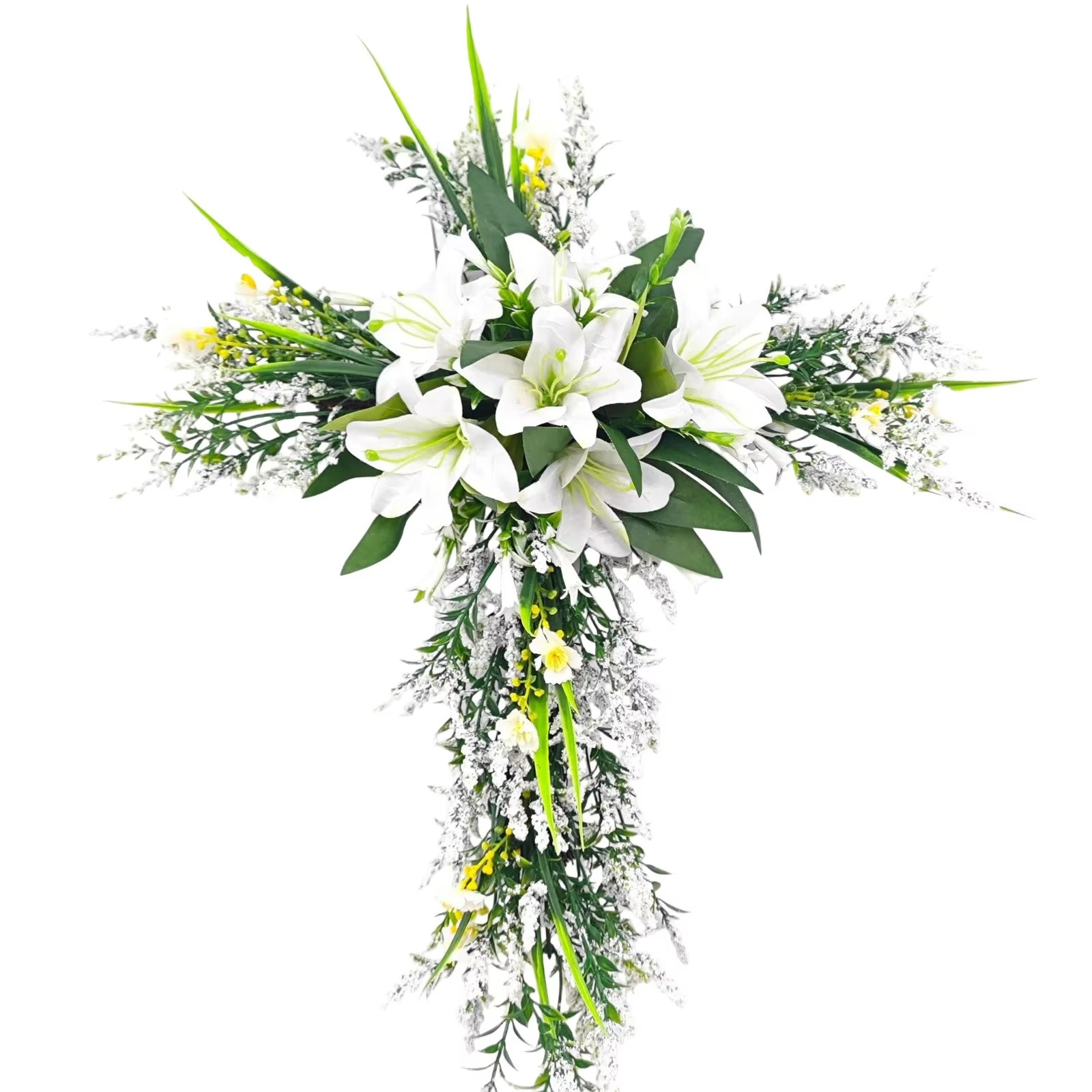Spring Decoration Easter Liliaceous Cross Wreath Garland Welcome Artificial Flower for Indoor Outdoor Multipurpose Sturdy