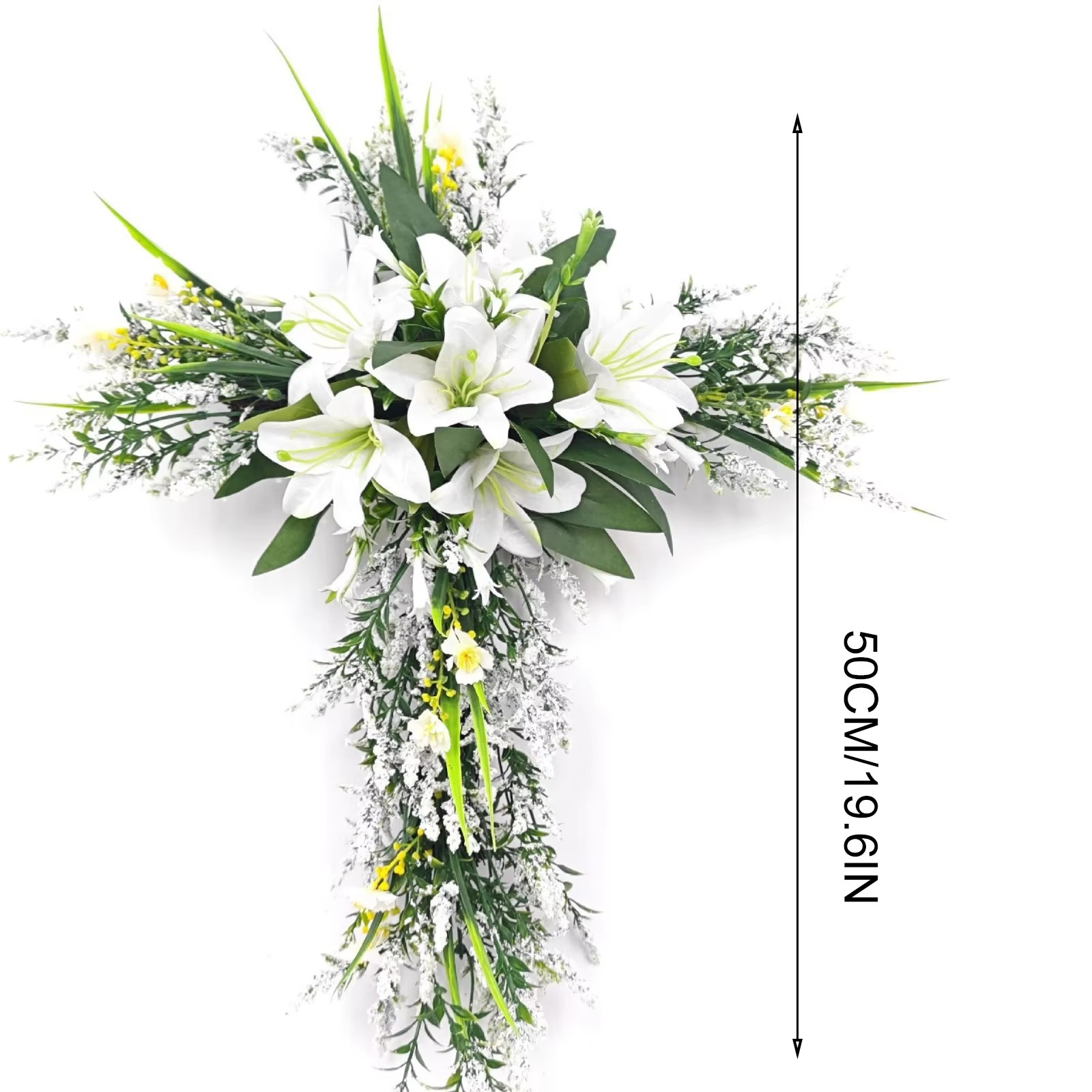 Spring Decoration Easter Liliaceous Cross Wreath Garland Welcome Artificial Flower for Indoor Outdoor Multipurpose Sturdy