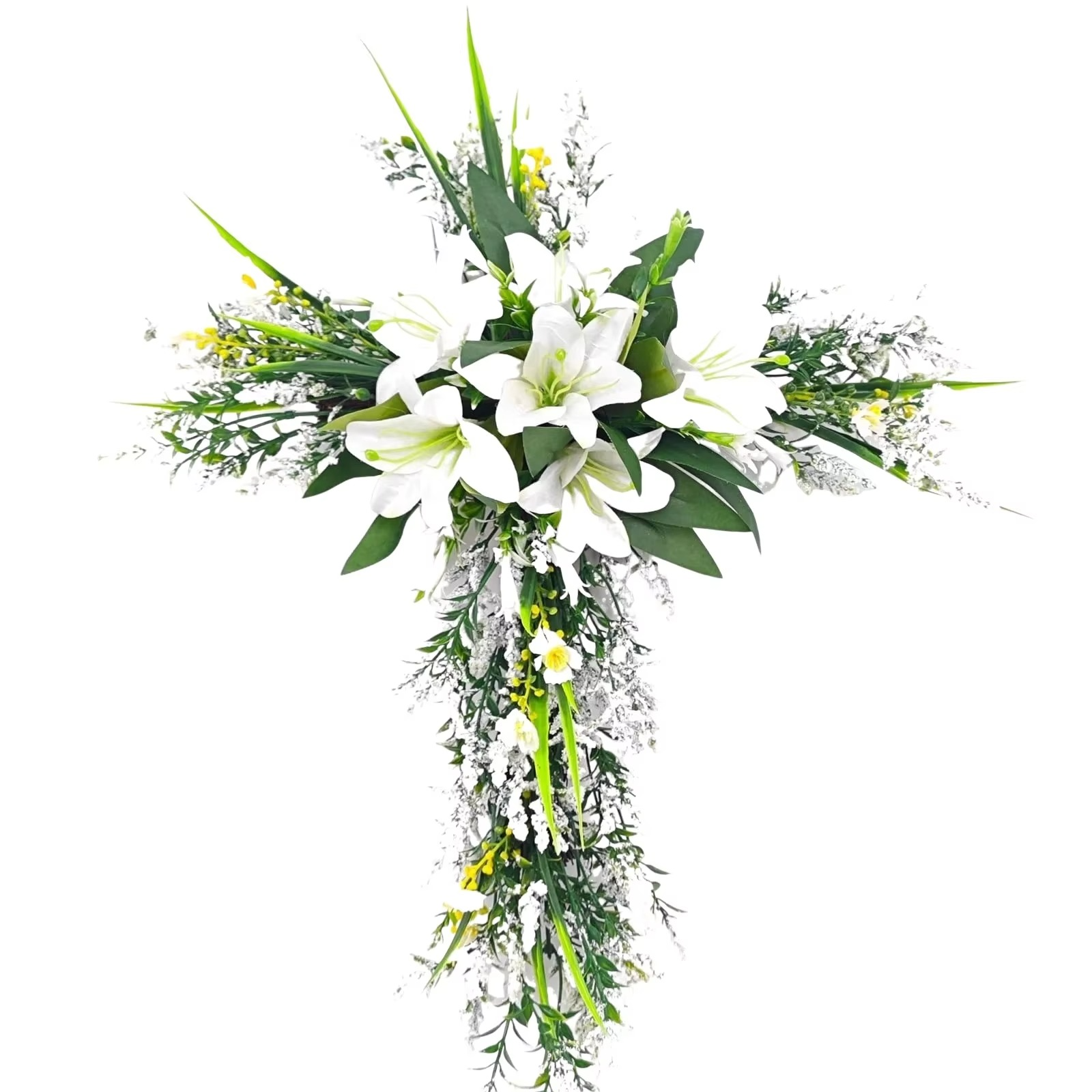 Spring Decoration Easter Liliaceous Cross Wreath Garland Welcome Artificial Flower for Indoor Outdoor Multipurpose Sturdy