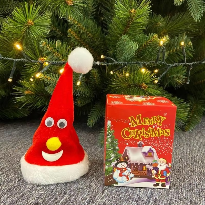 New Electric Christmas Hat Music Toy 6-inch Swinging Bell Twist Dance Lamp Tree Funny Creative Surprise Party Prop Santa Claus