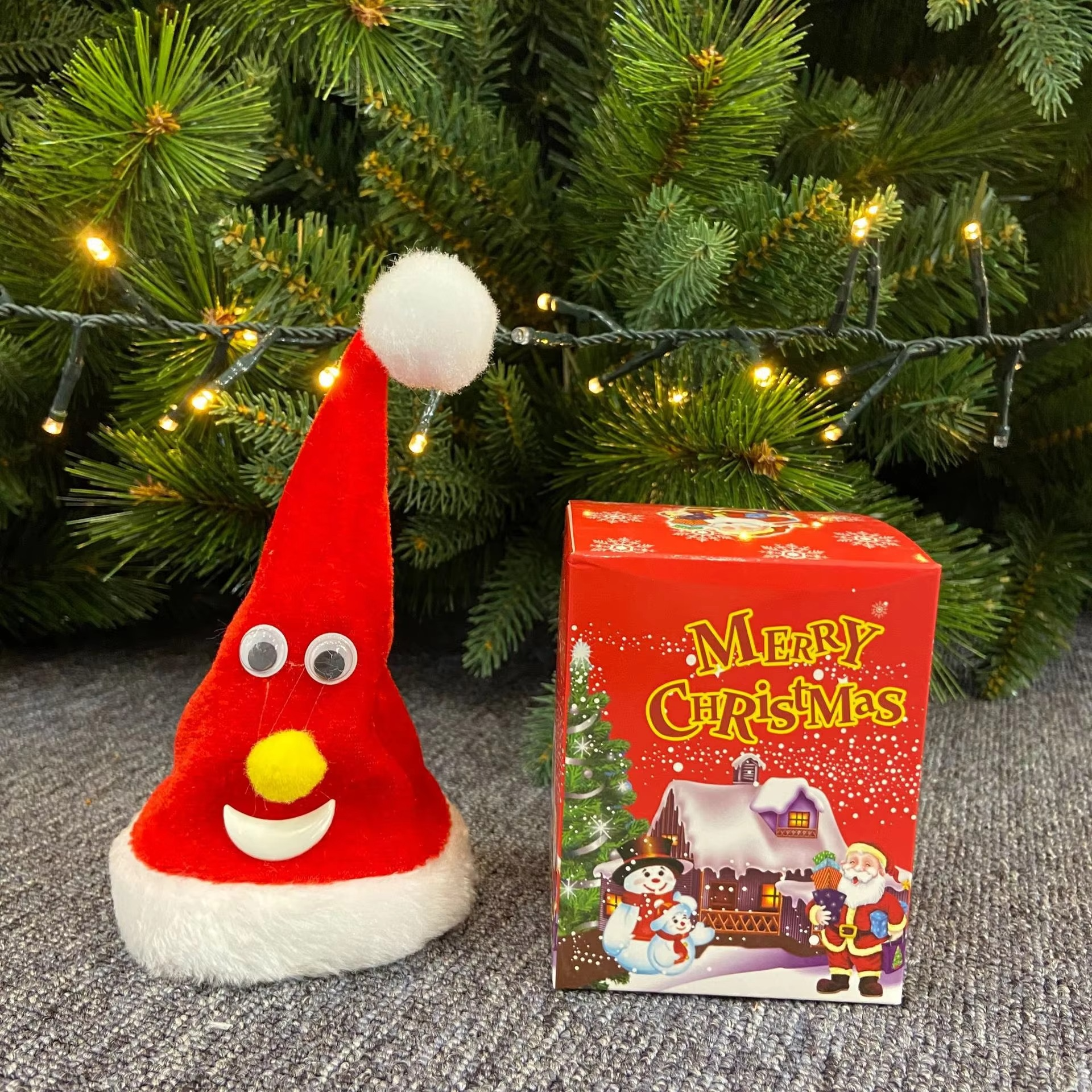 New Electric Christmas Hat Music Toy 6-inch Swinging Bell Twist Dance Lamp Tree Funny Creative Surprise Party Prop Santa Claus
