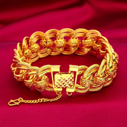 24K real gold 9999 yellow gold 20mm Men's Bracelet Watch Chain Wide Side Bracelet