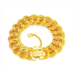 24K real gold 9999 yellow gold 20mm Men's Bracelet Watch Chain Wide Side Bracelet