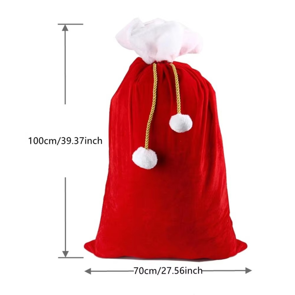 1Pcs Christmas Sacks Red Velvet Santa Claus Bags With Drawstring Large Xmas Present Storage Holiday Party Supply