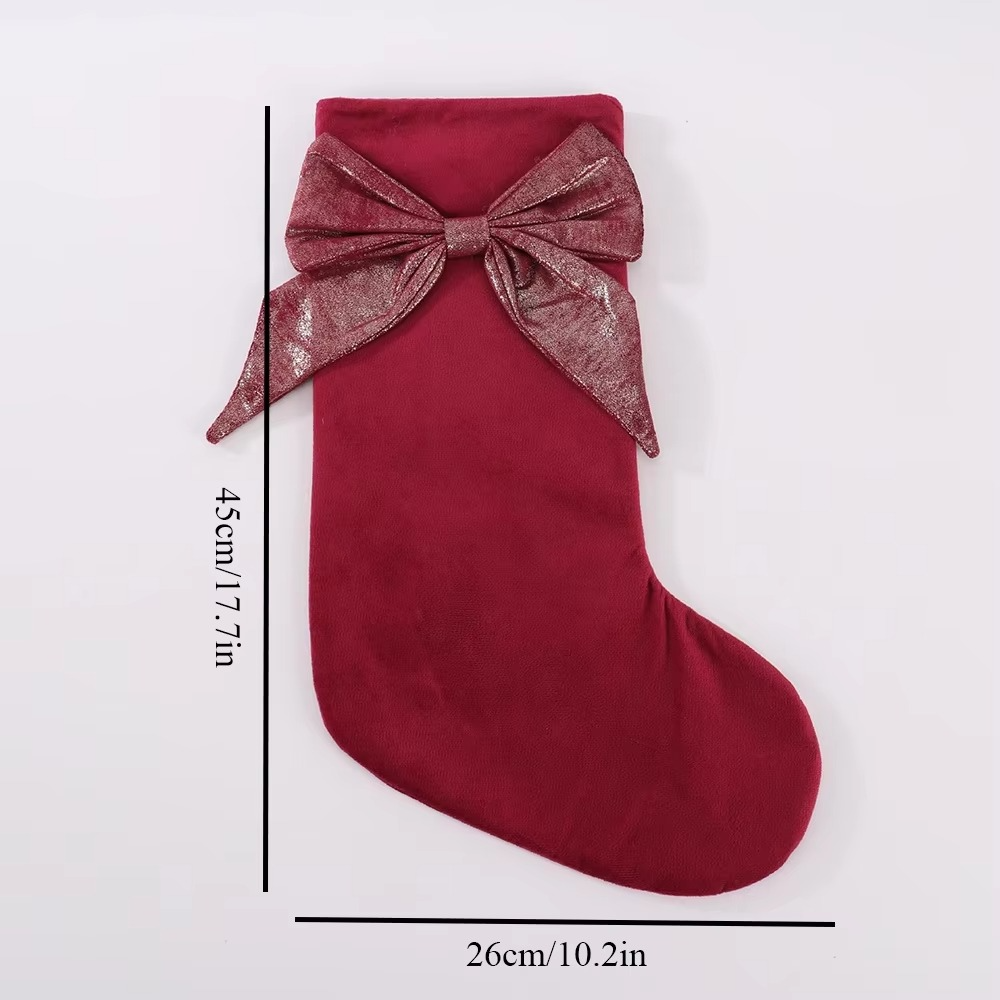 2pcs Christmas Stocking With Glitter Bow For Family Hanging Ornament Home Party Decorations For Fireplace Xmas Season