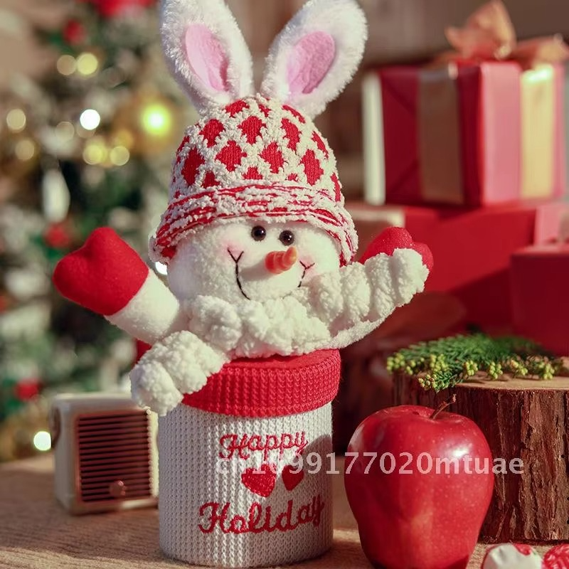 Cartoon Santa Claus Peace Fruit Packaging Box Christmas Gift Bag Red Fabric Christmas Edition with Snowman Reindeer Design