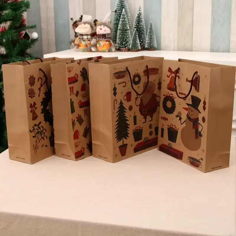 2022 New Year Christmas Candy Box Gift Bags Kids Favors Bag Snowflake Xmas Tree Plastic Packing Bag Noel Decor