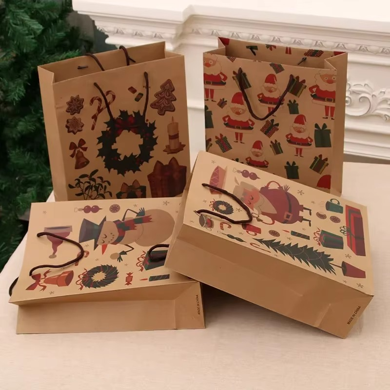 2022 New Year Christmas Candy Box Gift Bags Kids Favors Bag Snowflake Xmas Tree Plastic Packing Bag Noel Decor