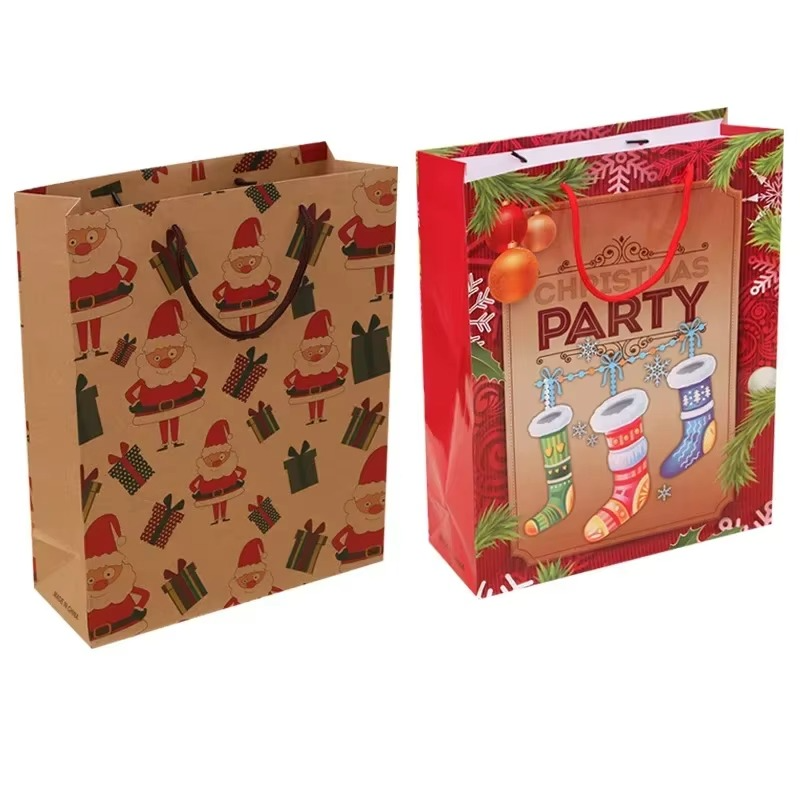 2022 New Year Christmas Candy Box Gift Bags Kids Favors Bag Snowflake Xmas Tree Plastic Packing Bag Noel Decor