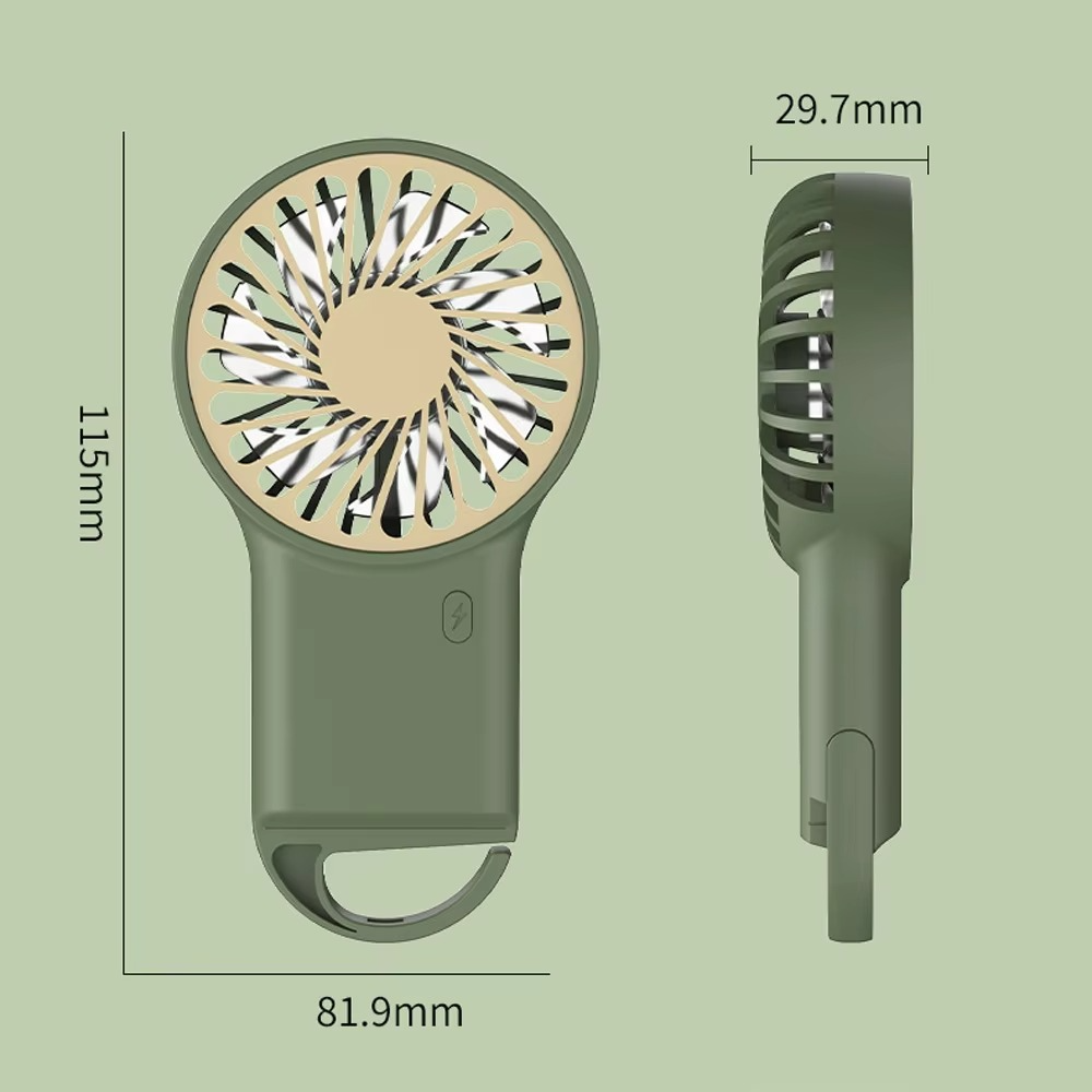 1PCS 3 Speed High Wind Creative Mini Handheld Small Fan USB Charging Portable Desktop Office Travel Pocket Fan hangable buckle