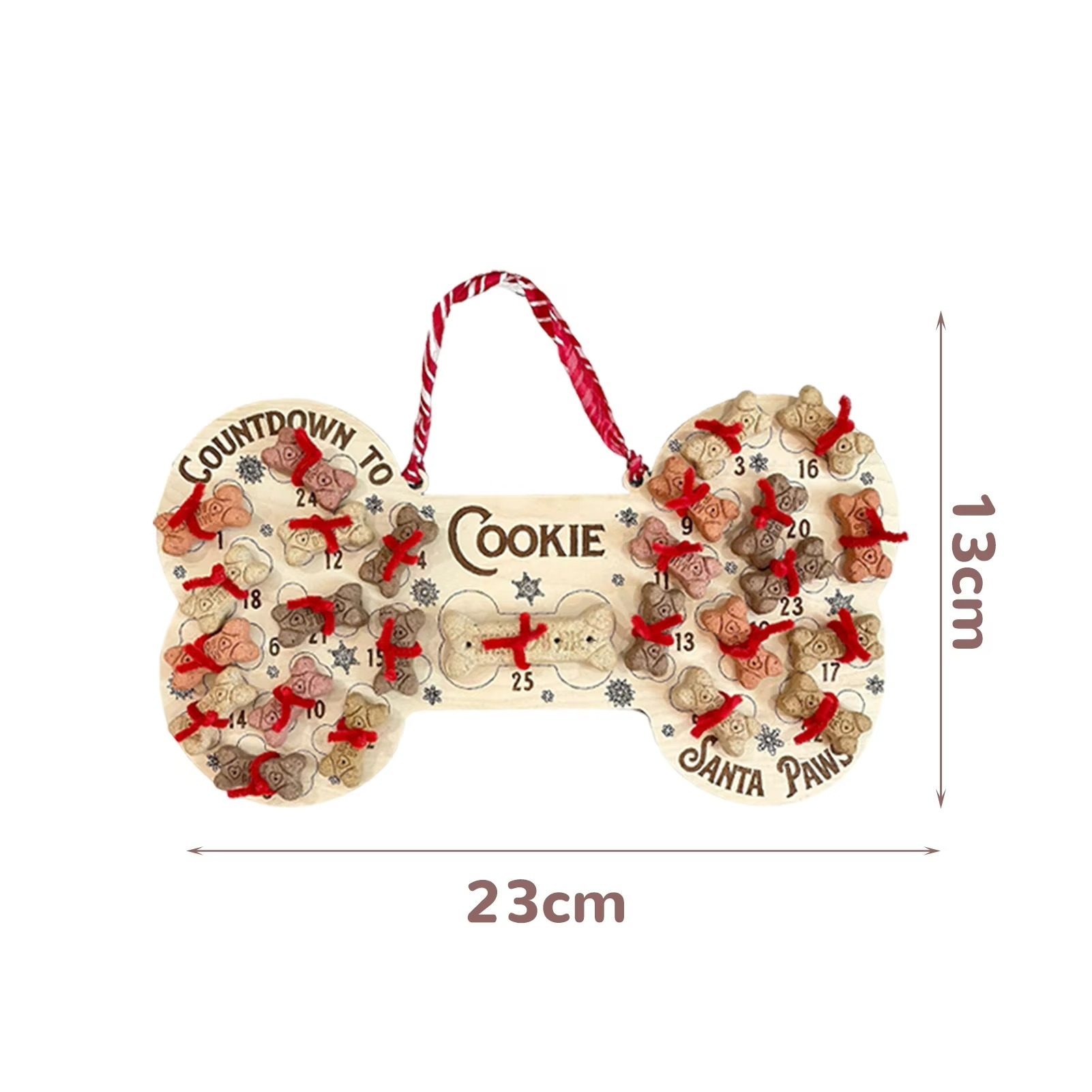 Christmas Dog Advent Calendar Wooden Dog Bone Pendant Calendar Door Plate Portable Home Hanging Decor Christmas Decorations
