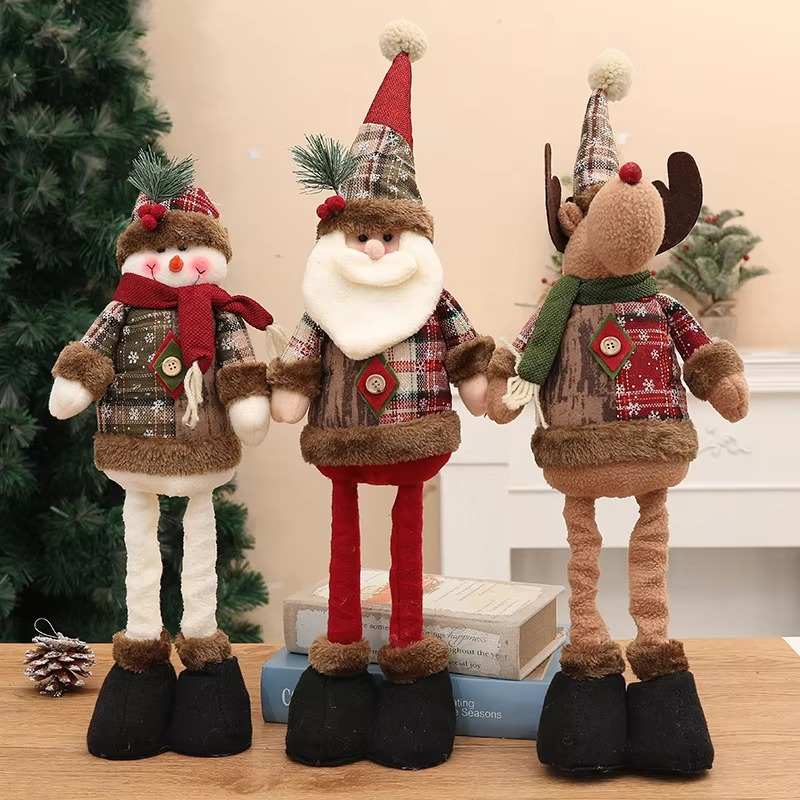 1PCS Christmas Ornaments Reindeer Snowman Santa Claus Standing Stretchable Leg Dolls Home Christmas Decoration Navidad Gift 2026