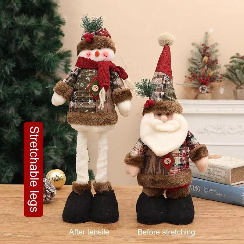 1PCS Christmas Ornaments Reindeer Snowman Santa Claus Standing Stretchable Leg Dolls Home Christmas Decoration Navidad Gift 2026