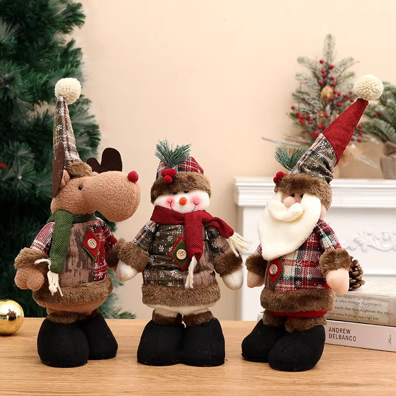 1PCS Christmas Ornaments Reindeer Snowman Santa Claus Standing Stretchable Leg Dolls Home Christmas Decoration Navidad Gift 2026