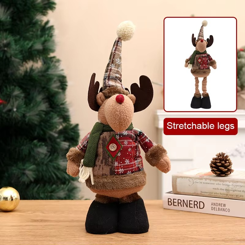 1PCS Christmas Ornaments Reindeer Snowman Santa Claus Standing Stretchable Leg Dolls Home Christmas Decoration Navidad Gift 2026