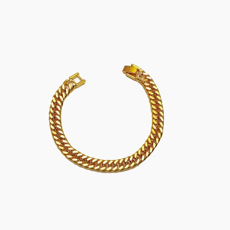 Popular 9999 24K Real Gold Jewelry Boss Bracelet 10mm Buckle Classic Men's Bracelet Luxury