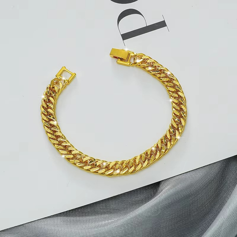 Popular 9999 24K Real Gold Jewelry Boss Bracelet 10mm Buckle Classic Men's Bracelet Luxury