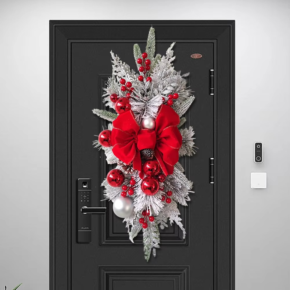 45CM Christmas Wreath Pendant without/with Light Atmosphere Decorative Garland Home Door Window Stairs Decoration Party Supplies