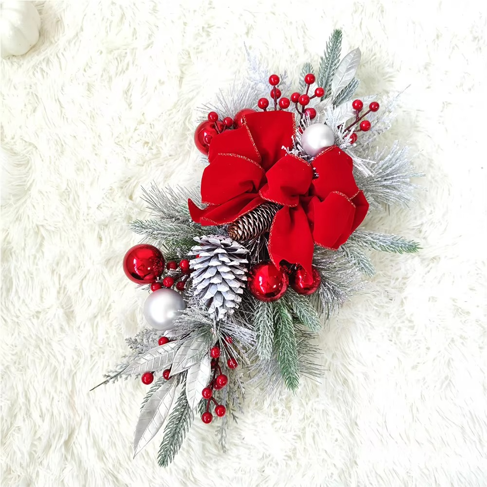 45CM Christmas Wreath Pendant without/with Light Atmosphere Decorative Garland Home Door Window Stairs Decoration Party Supplies