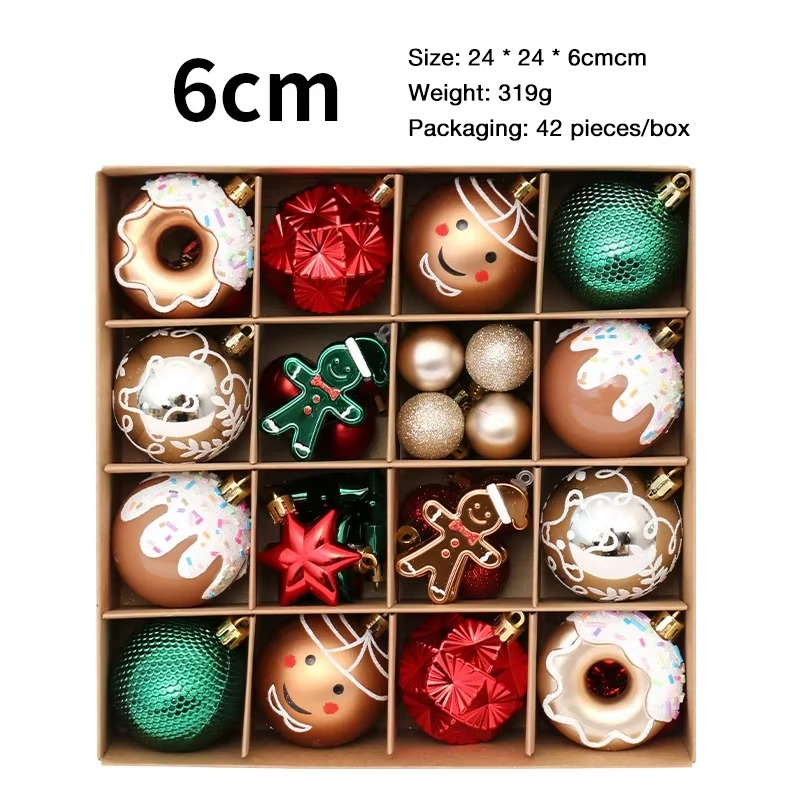 42Pc Christmas Balls Exquisite Champagne Rose Gold Decorative Ball Christmas Tree Hanging Ornament Christmas Holiday Party Decor