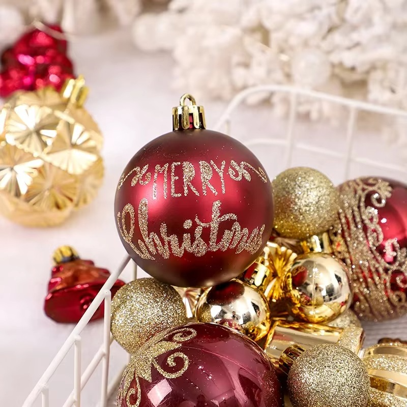 42Pc Christmas Balls Exquisite Champagne Rose Gold Decorative Ball Christmas Tree Hanging Ornament Christmas Holiday Party Decor