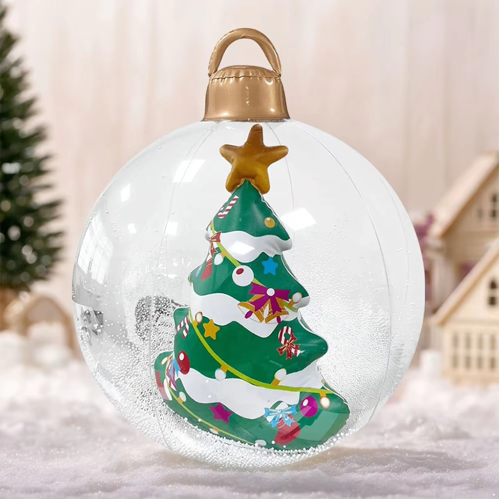 Outdoor Christmas Inflatable Decorated Ball PVC Giant Big Large Balls Xmas Tree Decorations Toy Ball with Light and Remote