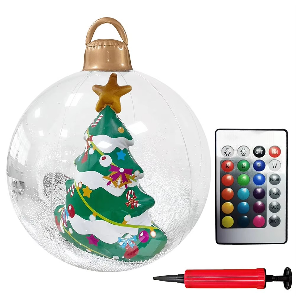 Outdoor Christmas Inflatable Decorated Ball PVC Giant Big Large Balls Xmas Tree Decorations Toy Ball with Light and Remote